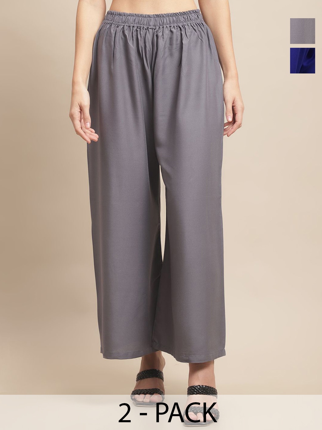 

Valles365 by S.C. Women Pack of 2 Flared Ethnic Palazzos, Grey