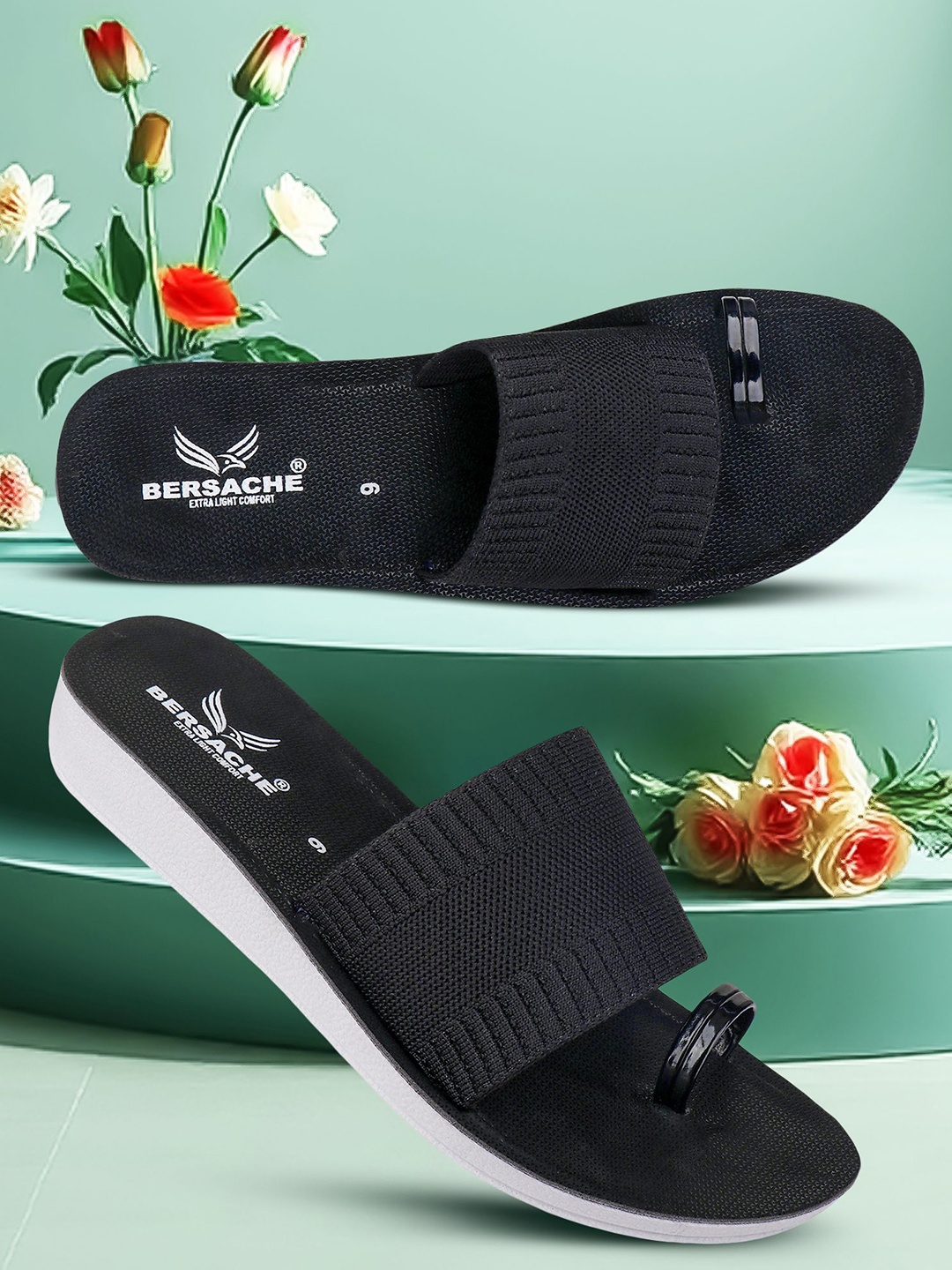 

BERSACHE Women Extra Soft Classic With Ultra Soft & Flexibility One Toe Flats, Black