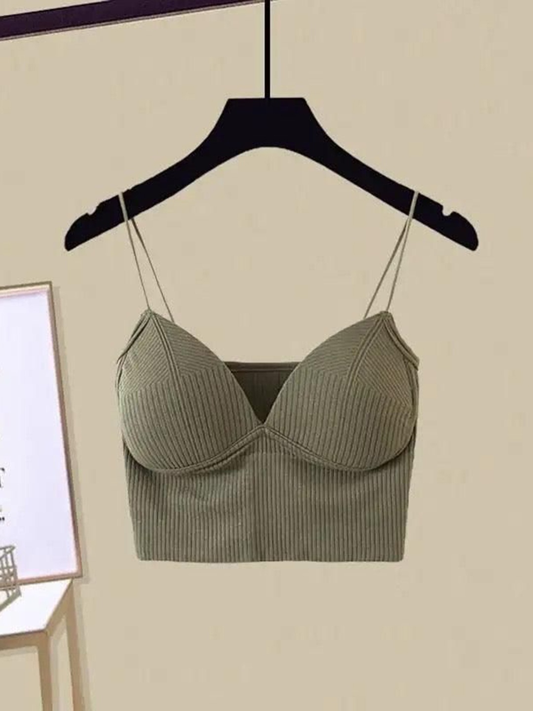 

Alamode By Akanksha Women Olive Jerry Tank Tops with Inbuilt Bra