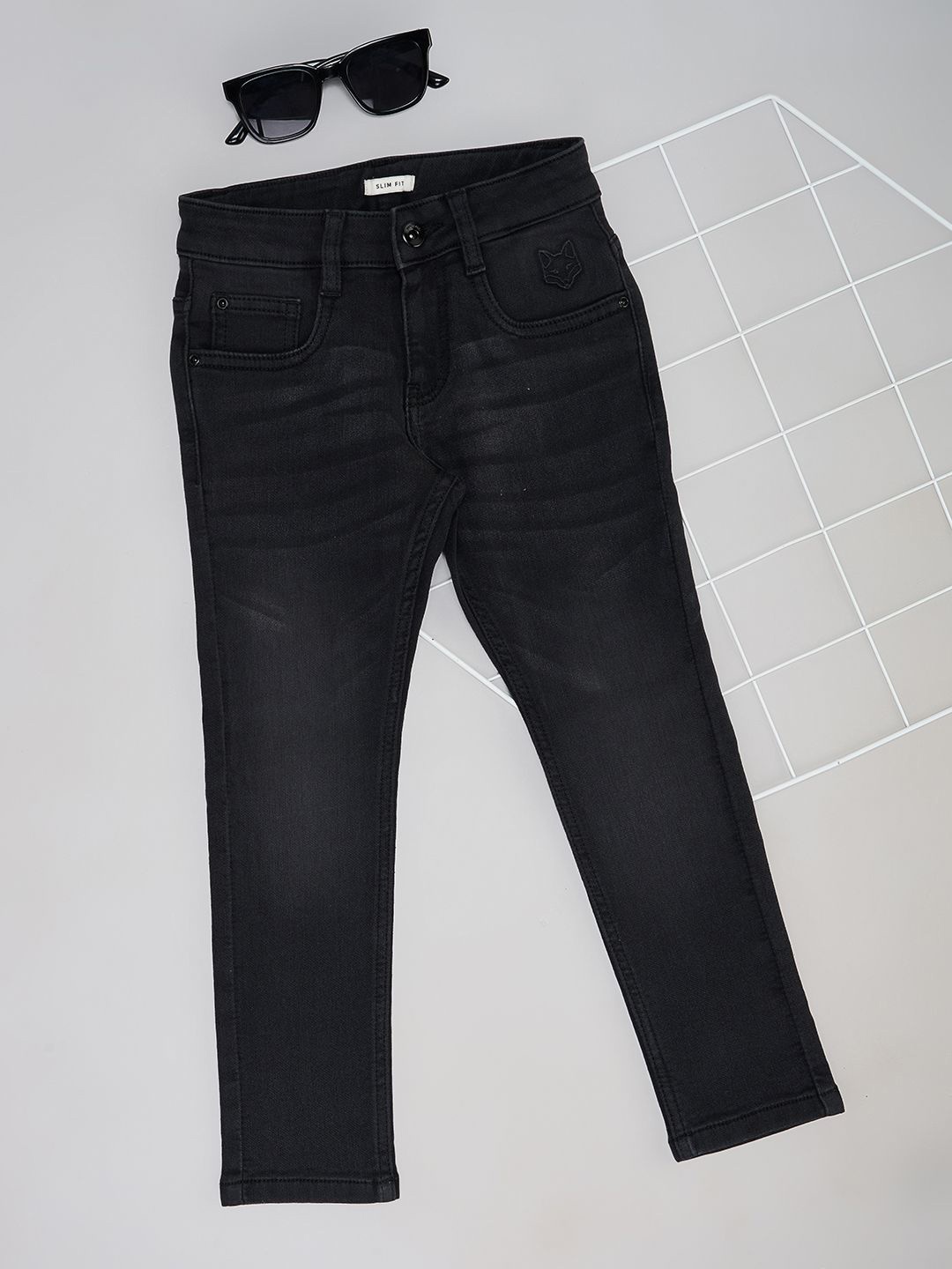 

Pantaloons Junior Boys Cotton Slim Fit Jeans, Black