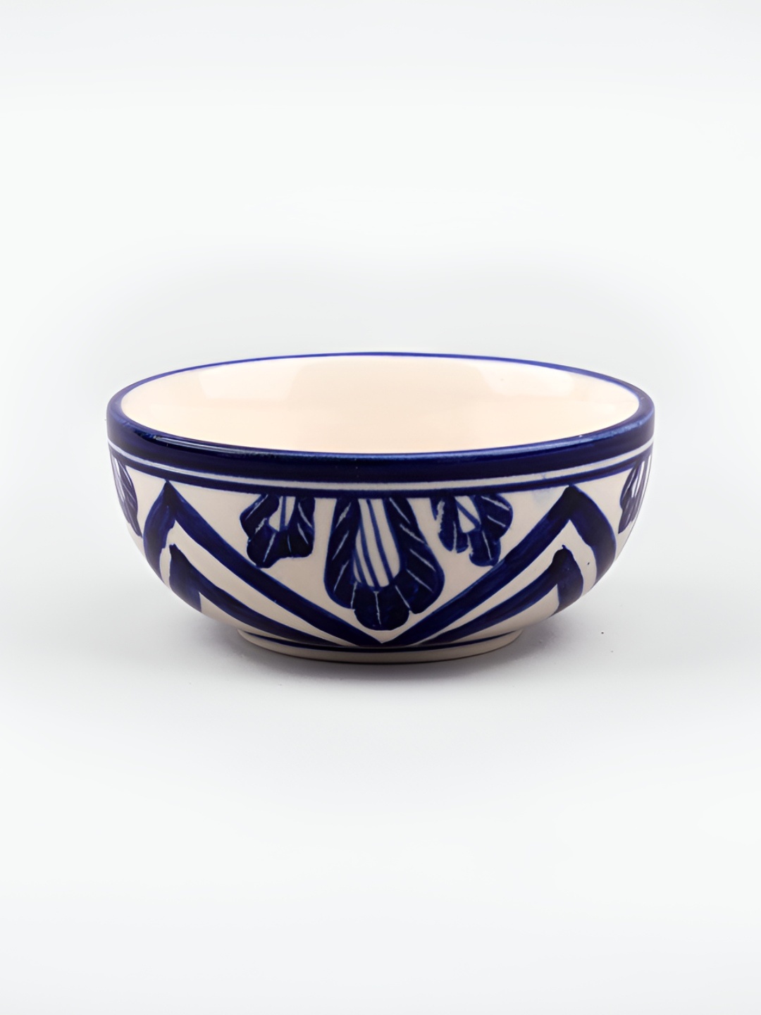 

Storepedia Beige & Blue Printed Ceramic Dishwasher and Microwave Safe Serving Bowl 200ml