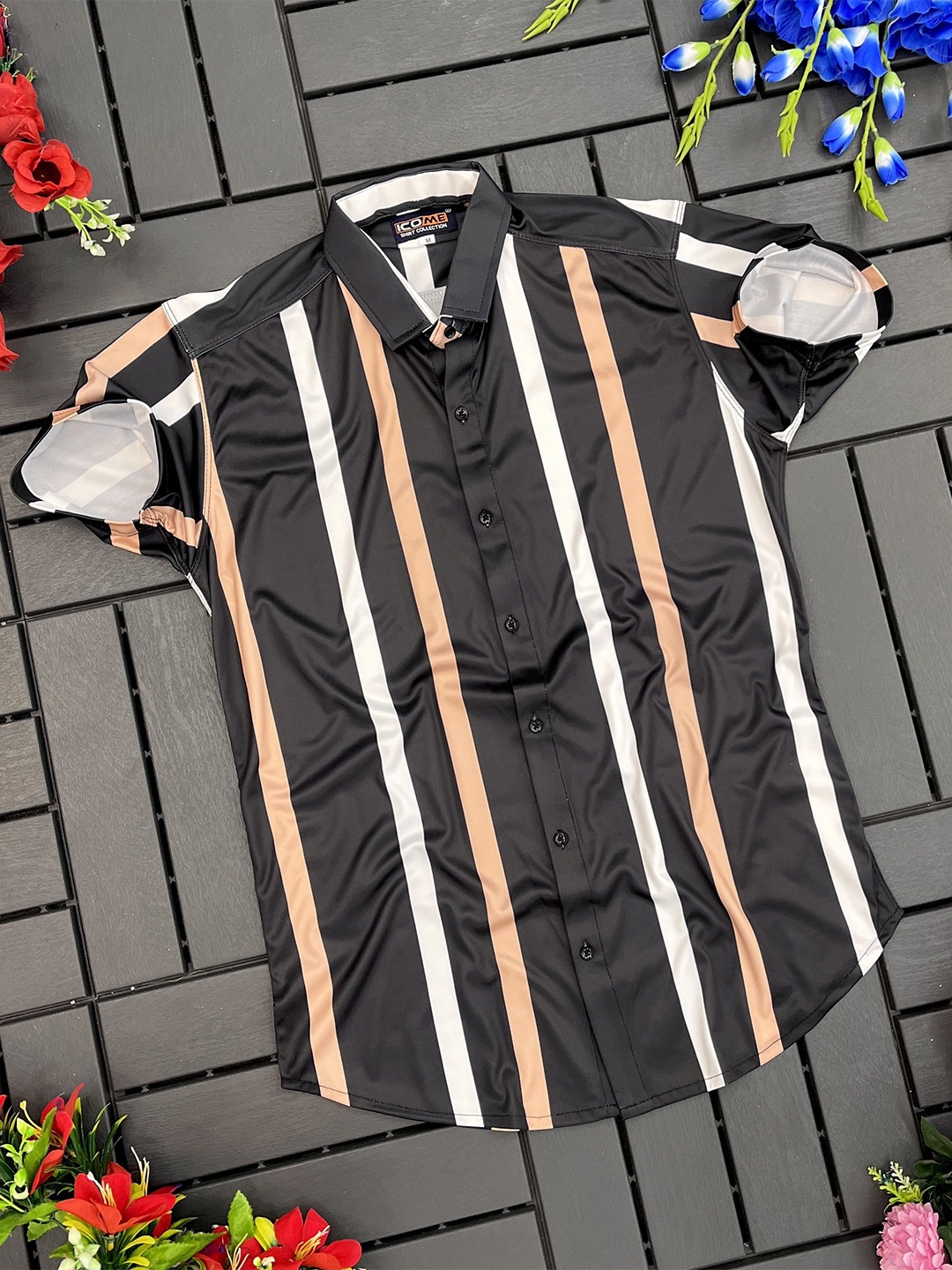 

iCome Men Multi Stripes Opaque Striped Casual Shirt