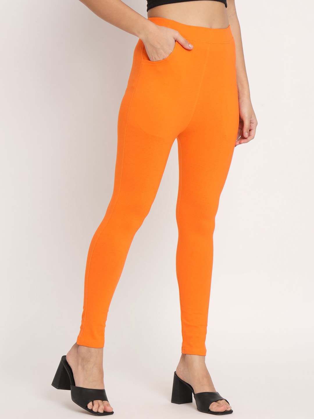 

thread plus Cotton Ankle Length Leggings, Orange