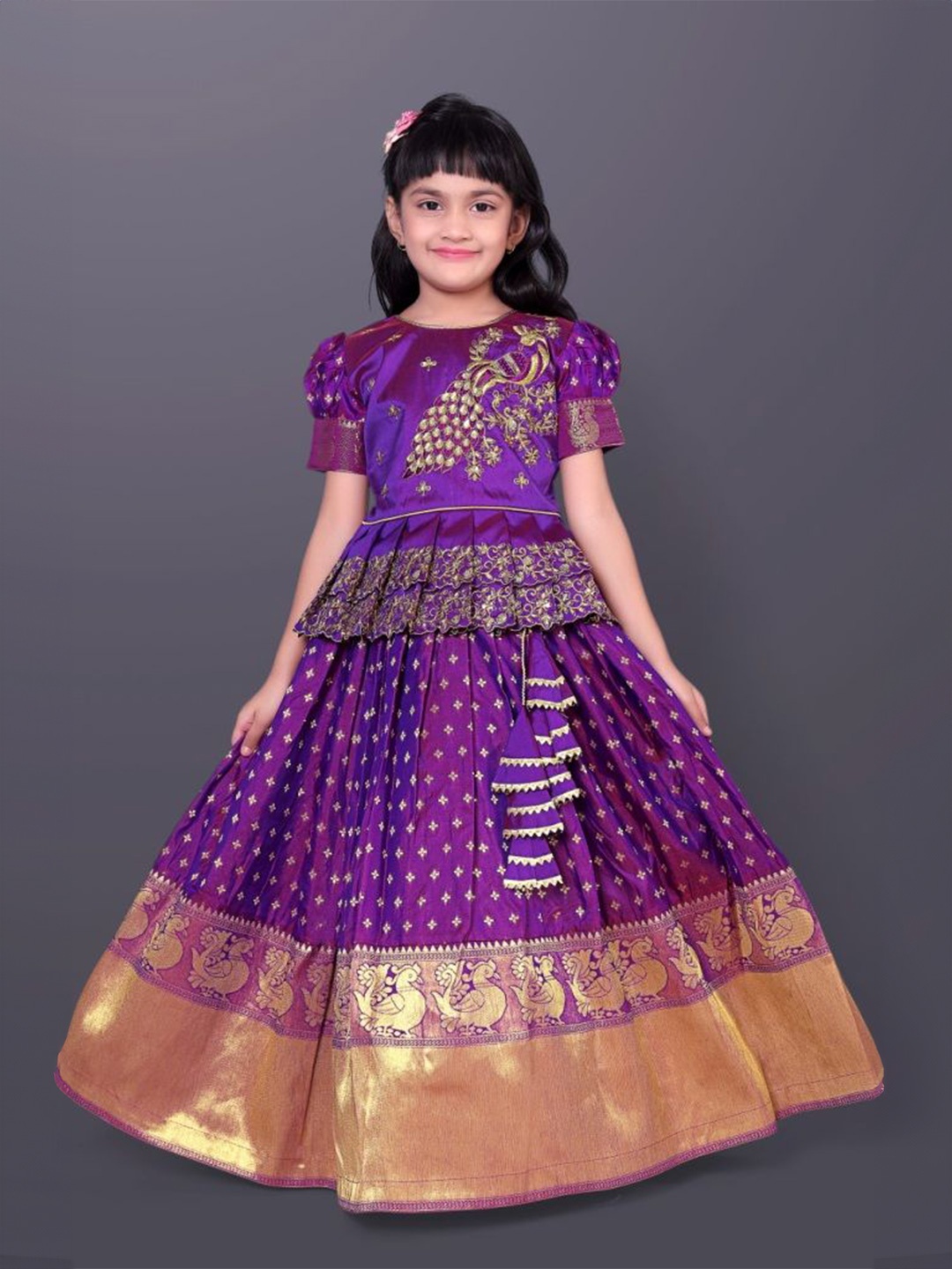 

BAESD Girls Embellished Ready to Wear Lehenga &, Violet