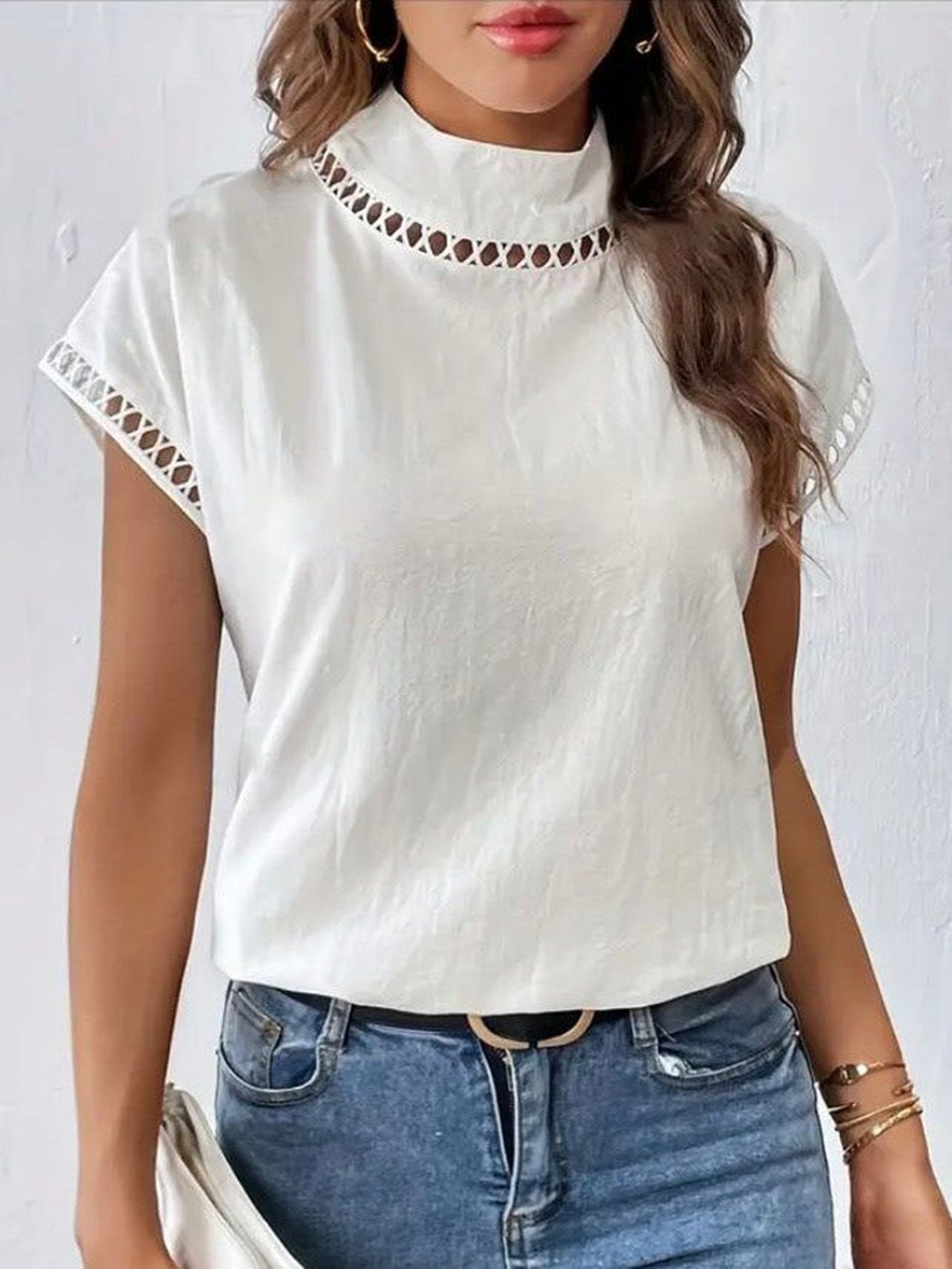 

Alamode By Akanksha Women White Jamie Summer Cotton Top In White
