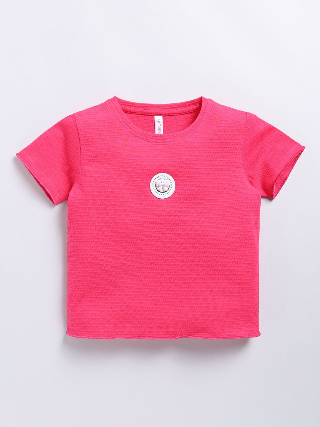 

Ginie Girls Solid Round Neck Cotton Top, Pink