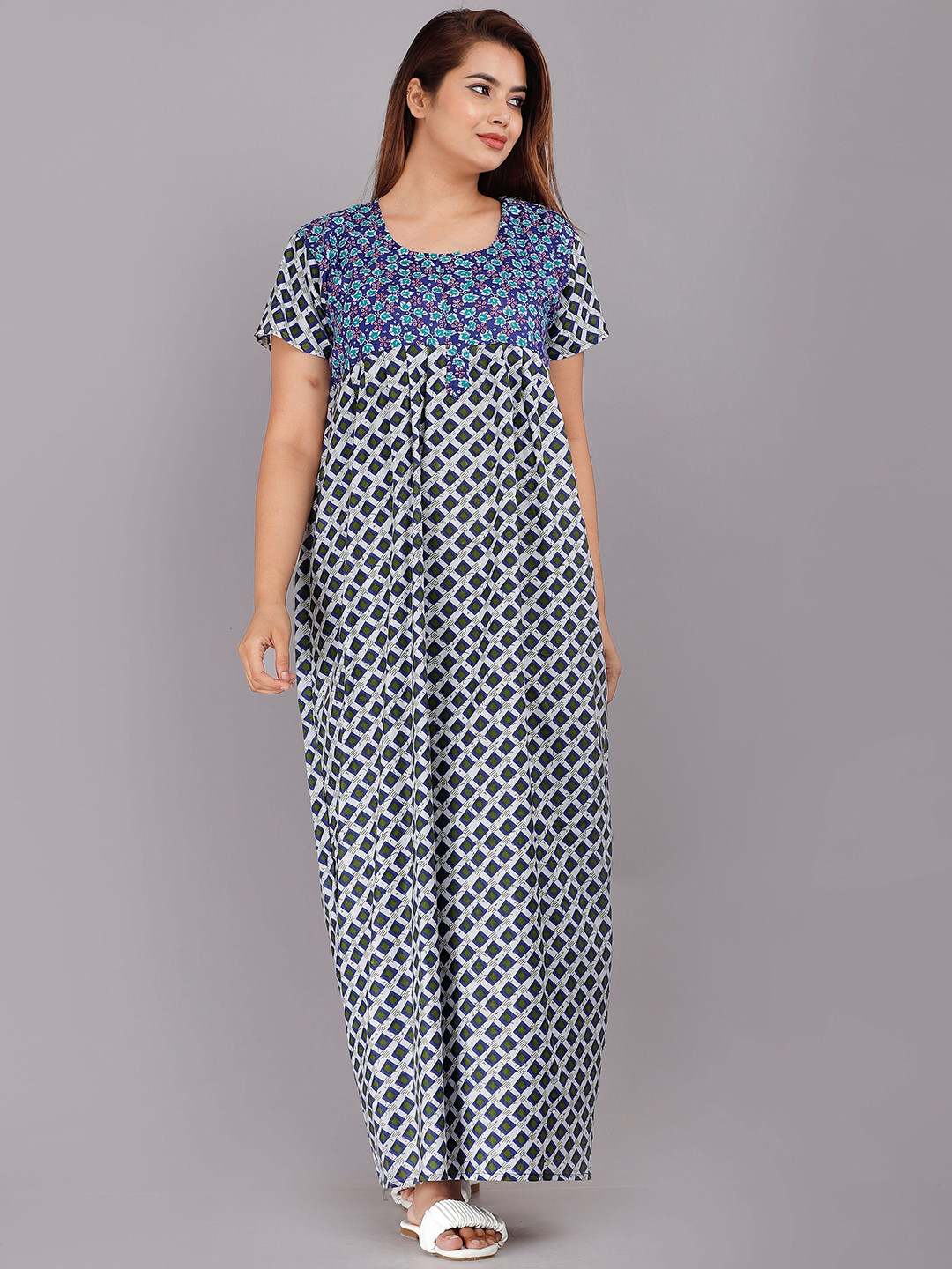 

PR PINK ROYAL Printed Maxi Nightdress, Blue