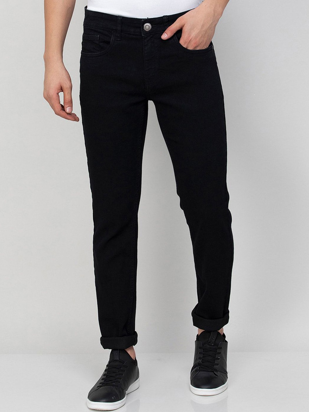 

ComfyStyle Men Regular Fit Mid-Rise Stretchable Jeans, Black
