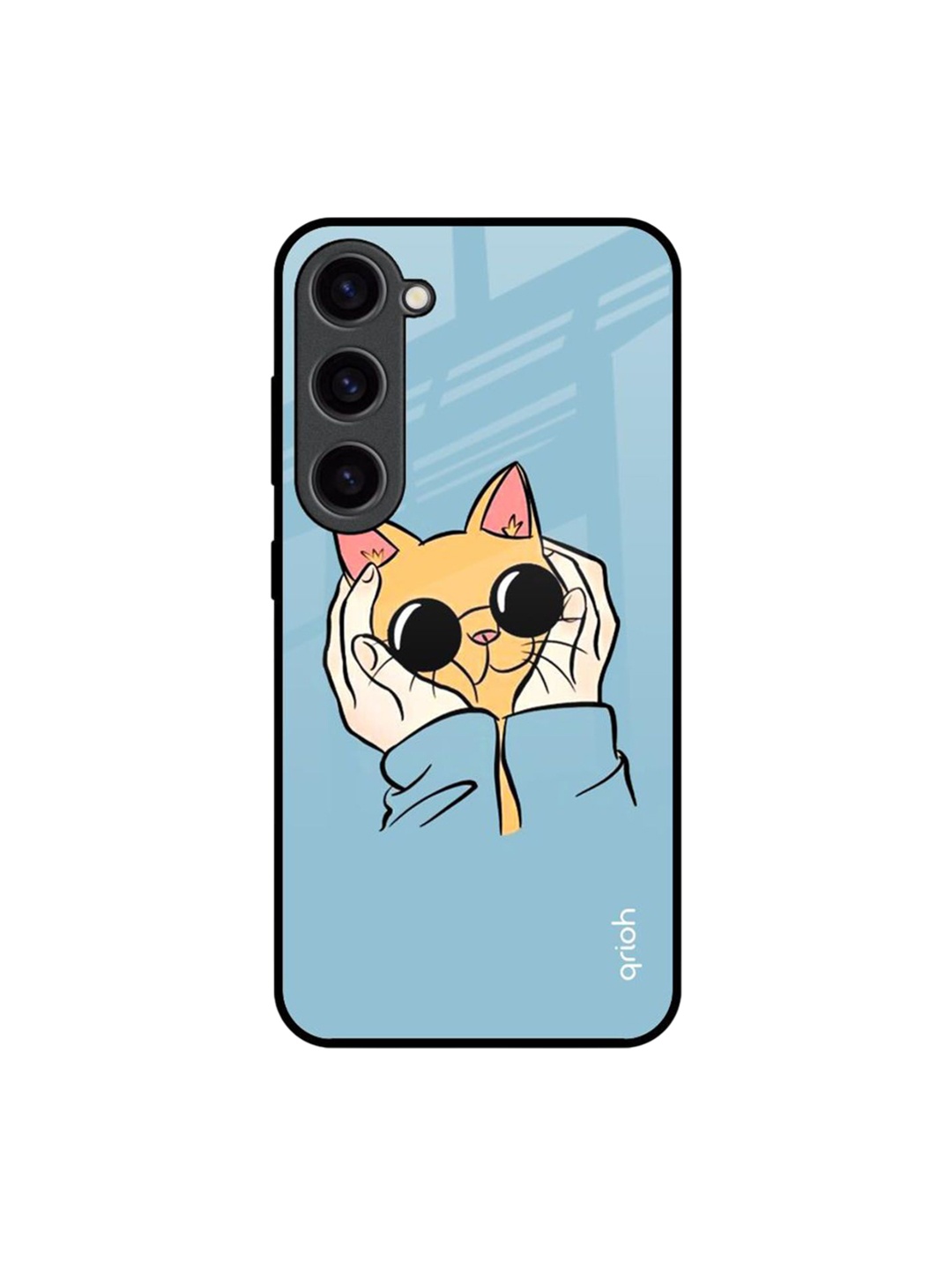 

QRIOH Adorable Cute Kitty Printed Samsung Galaxy S23 Back Case, Blue