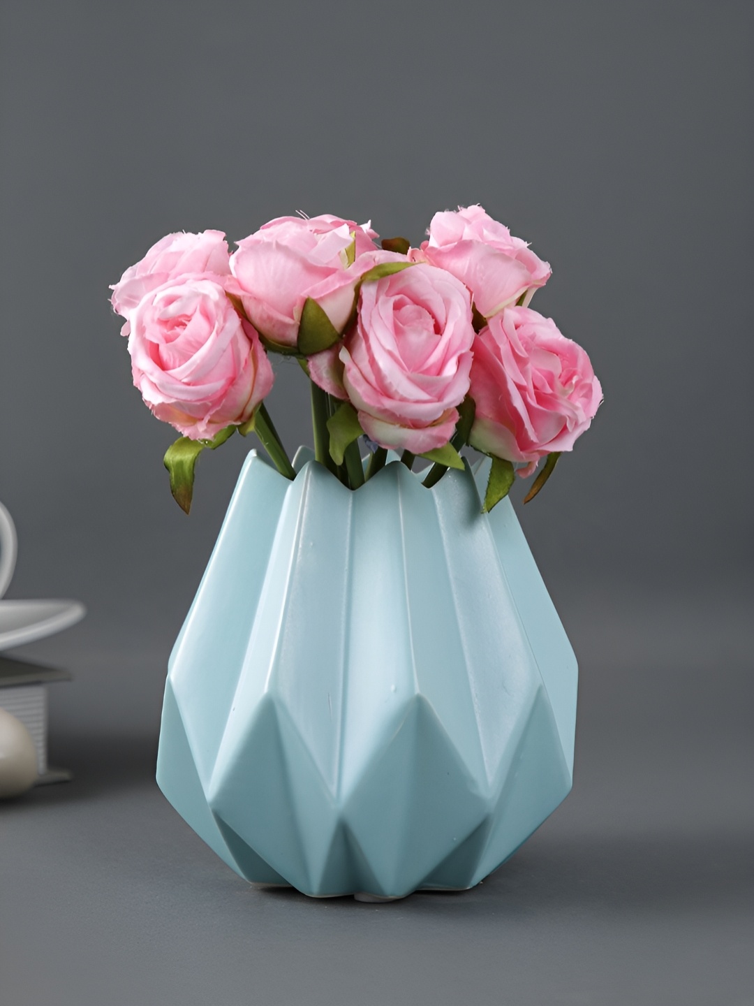 

Myntra Elegant Homes Blue Geometric Textured Ceramic Flower Vases