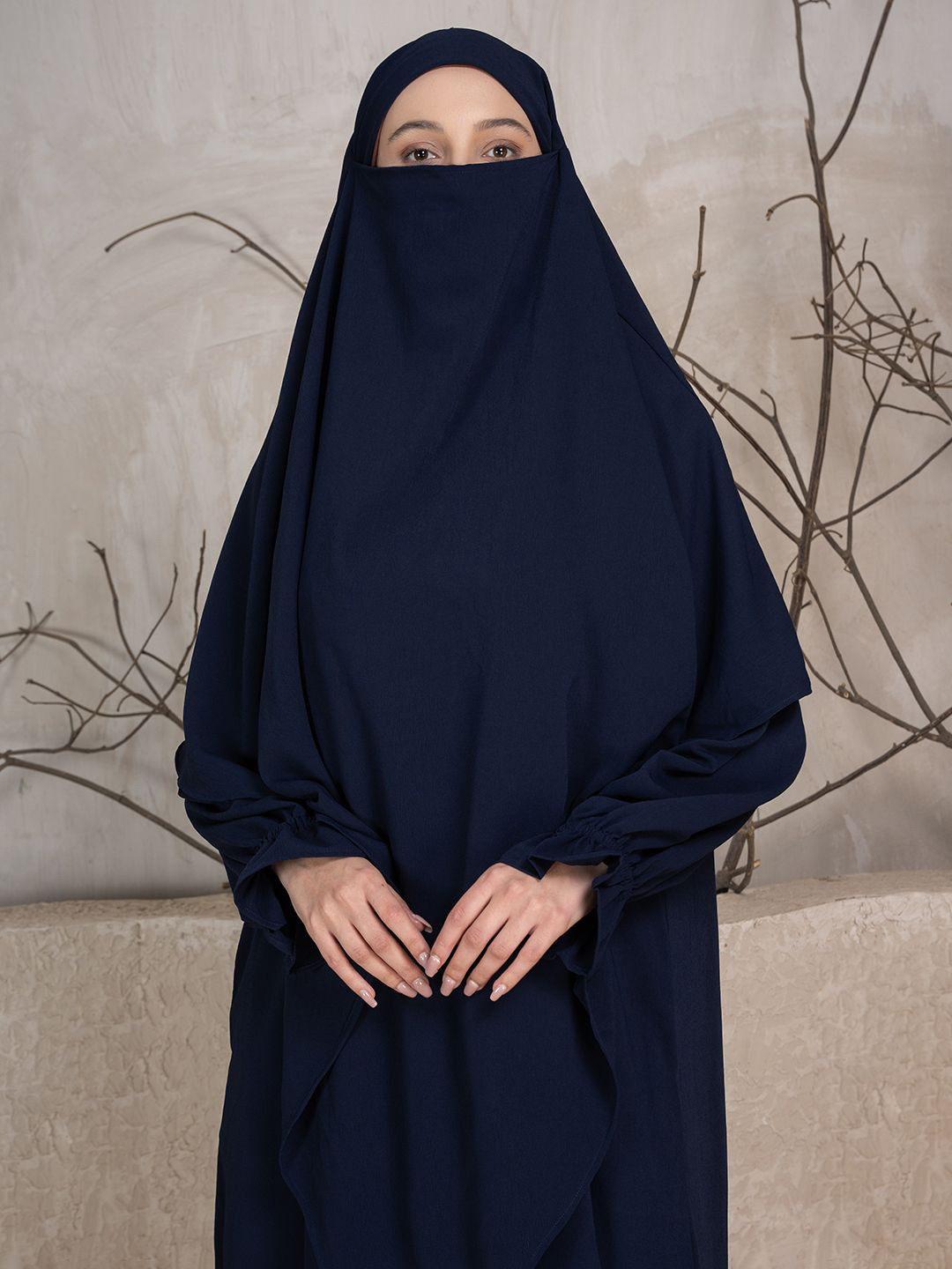 

SANASH Collections Abaya With Khimer, Navy blue