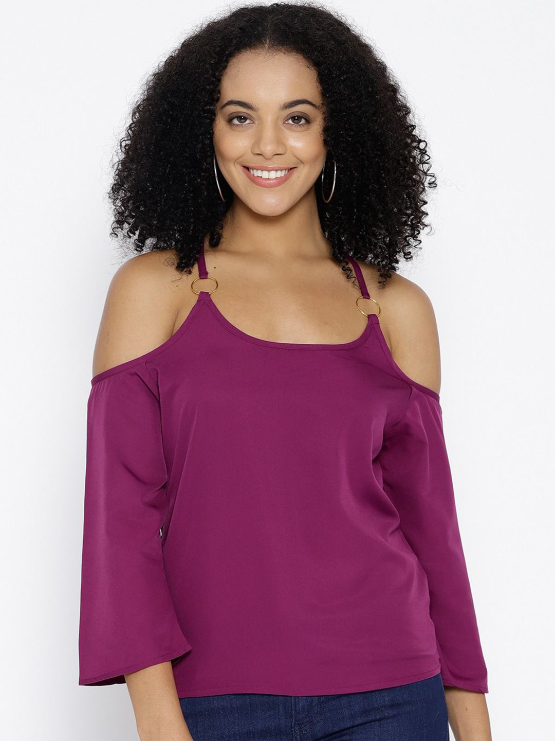 

Moda Rapido Women Solid Shoulder Straps Top, Purple