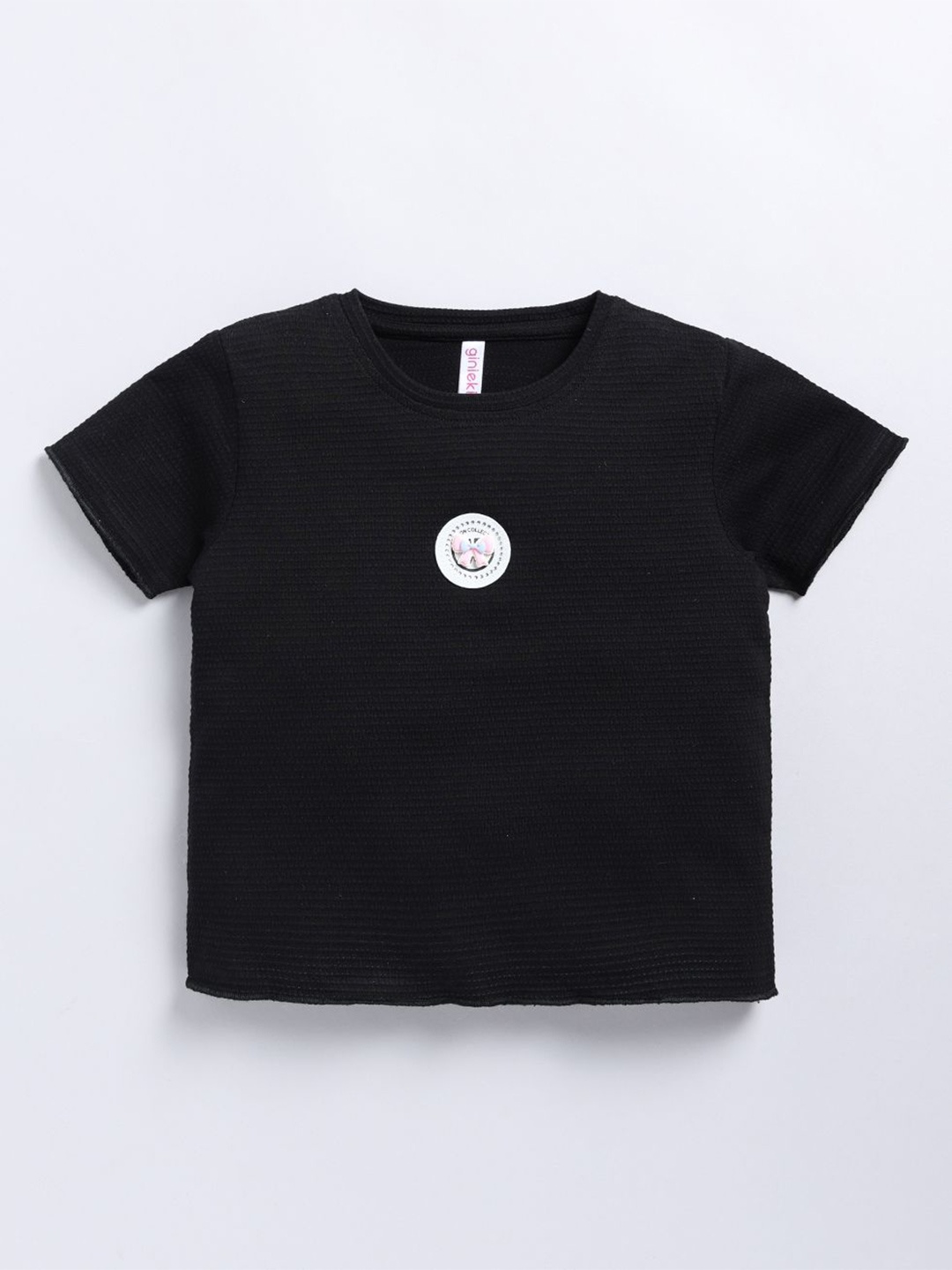 

Ginie Girls Ribbed Cotton Tshirts, Black