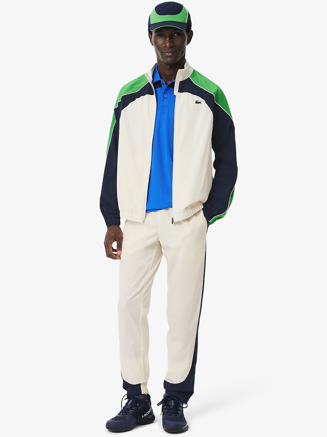 

Lacoste Men Colour-Blocked Mock Collar Tracksuits, White