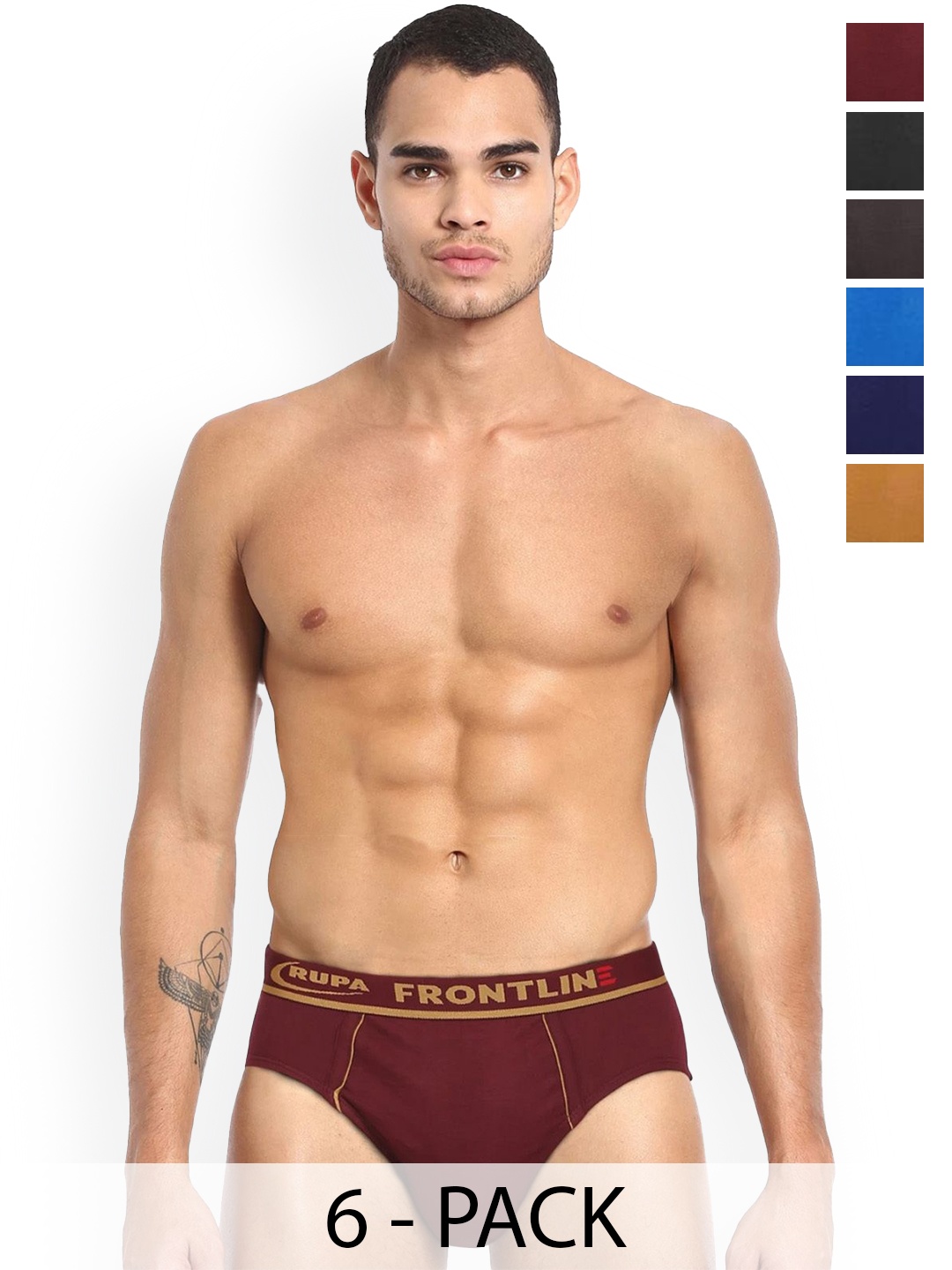 

Rupa Pack Of 6 Assorted Pure Cotton Basic Briefs - Frontline-Expando-Plain-6--75