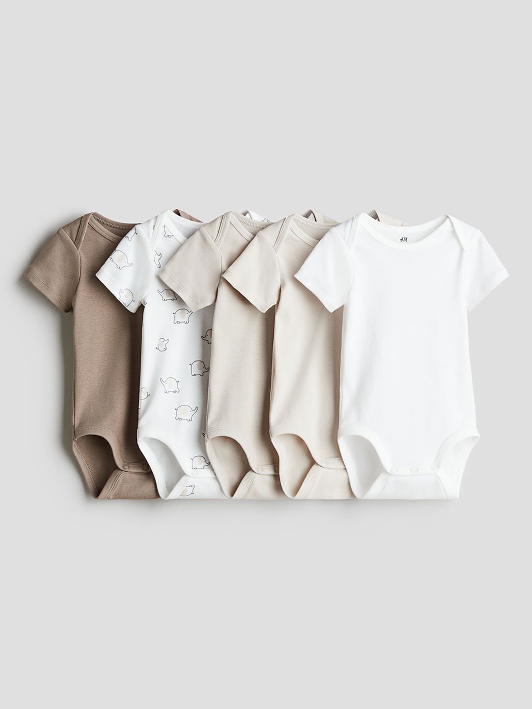 

H&M 5-Pack Cotton Bodysuits, Brown