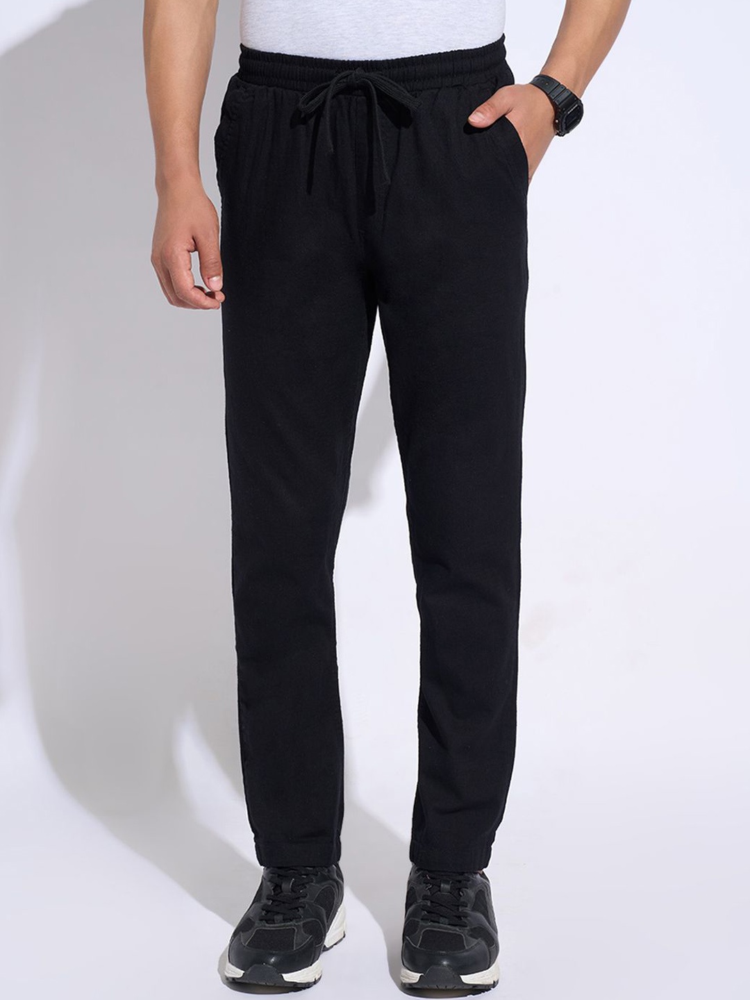 

7 Alt by Pantaloons Men Cotton Slim Fit Chinos Trousers, Black