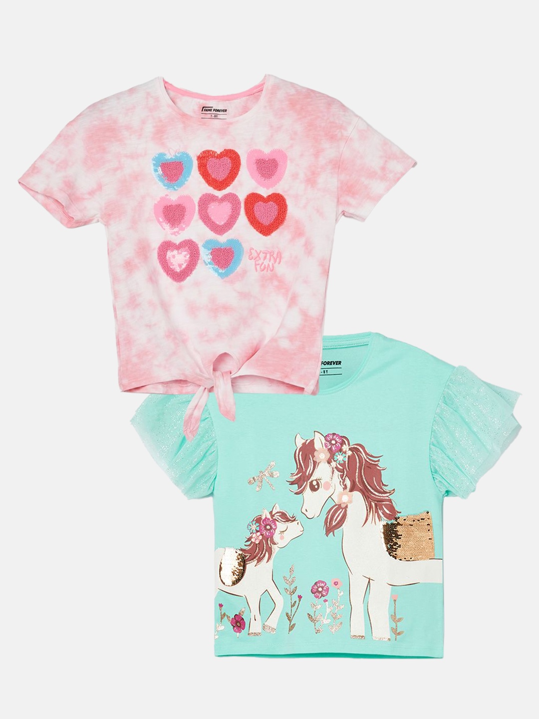 

Fame Forever by Lifestyle Pack of 2 Girls Printed T-shirts, Pink