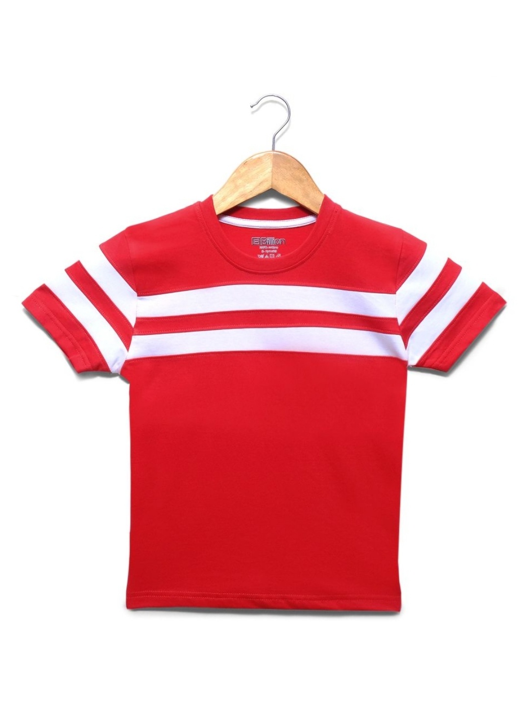 

Billion Boys Striped Round Neck Cotton T-shirt, Red