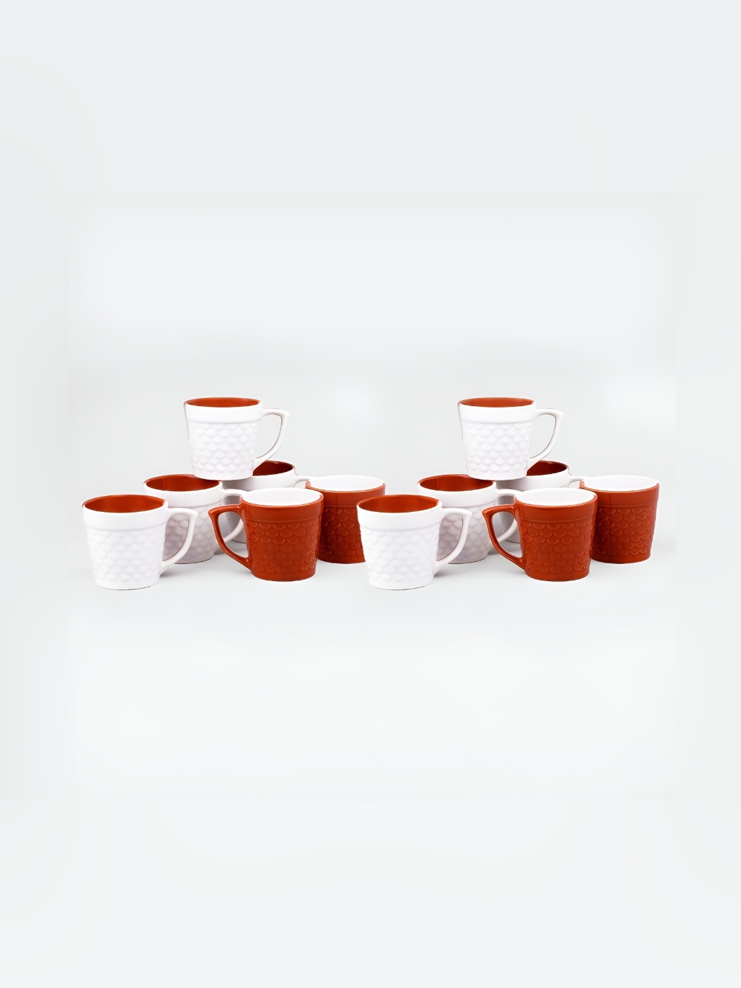 

Storepedia Red & White 12 Pieces Glossy Ceramic Tea Cups 150ml Each