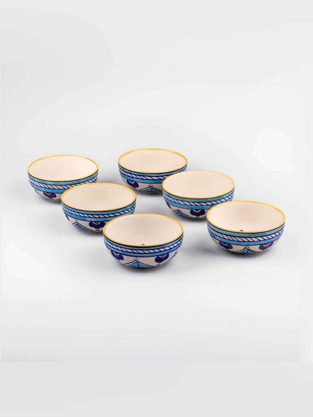 

Storepedia White 6 Pcs Printed Ceramic Dishwasher & Microwave Safe Serving Bowl 200ml