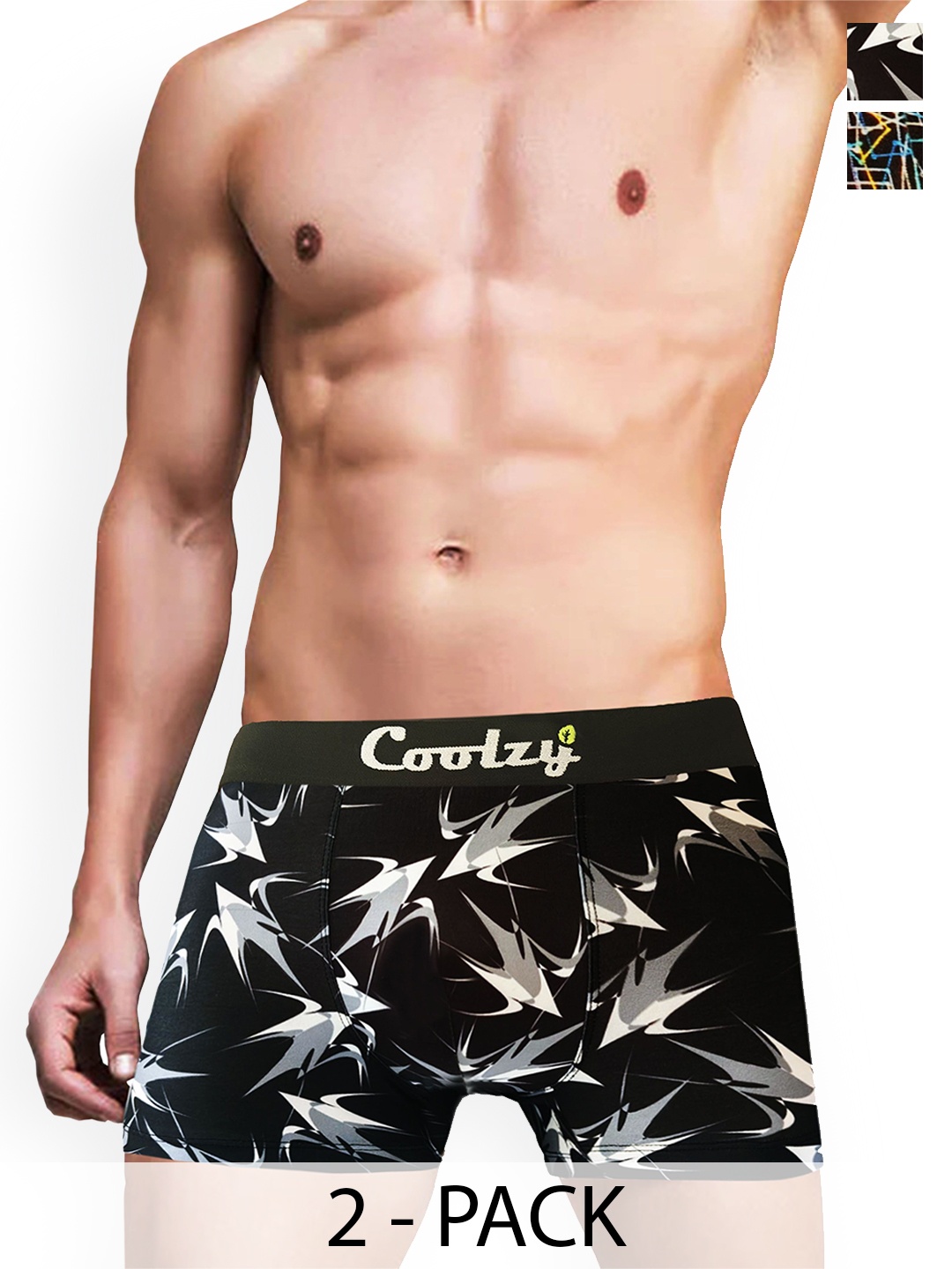 

Coolzy Pack Of 2 Printed Trunk RUCPTN2K014-S, Black