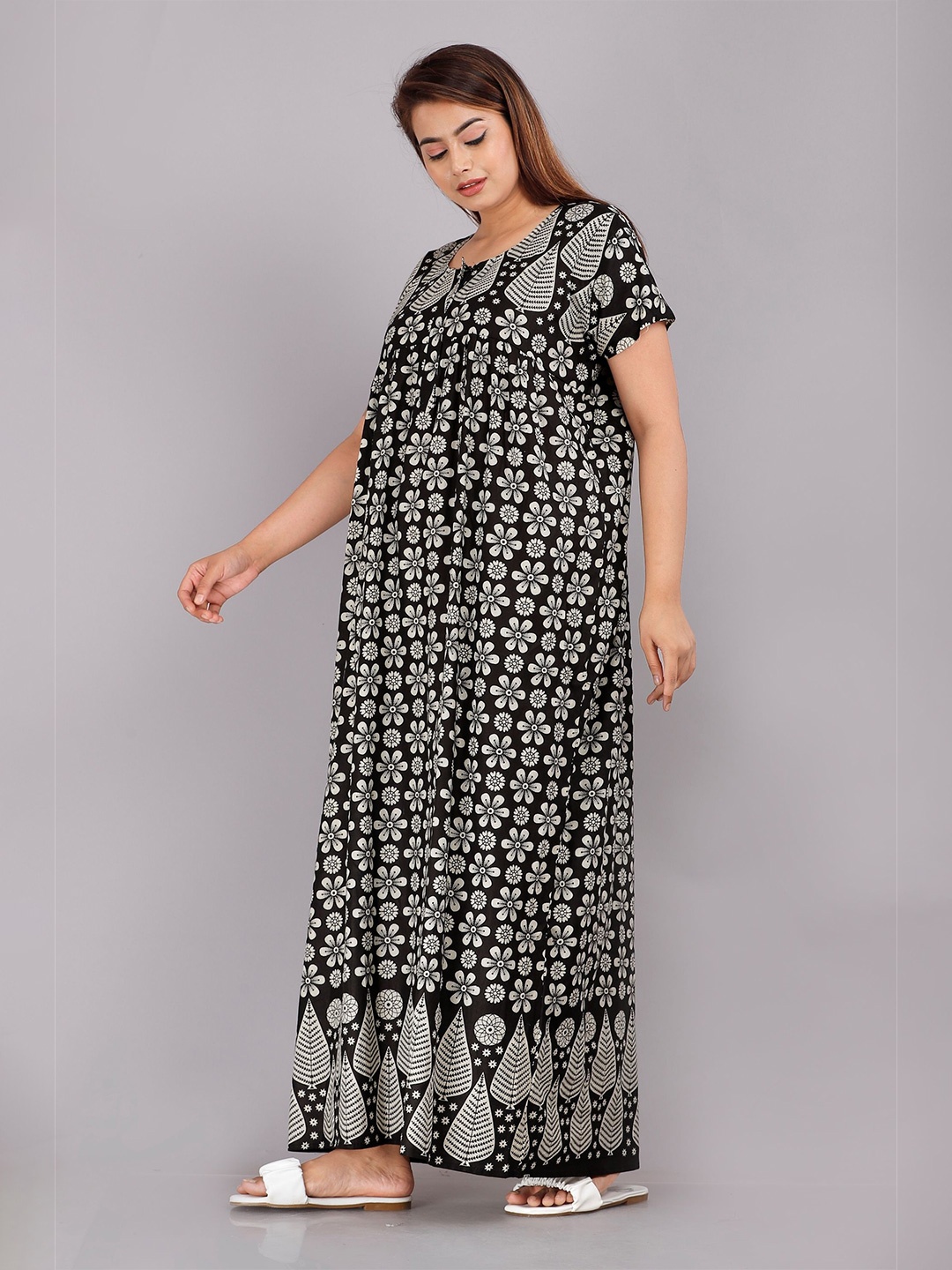 

PR PINK ROYAL Printed Maxi Nightdress, Black