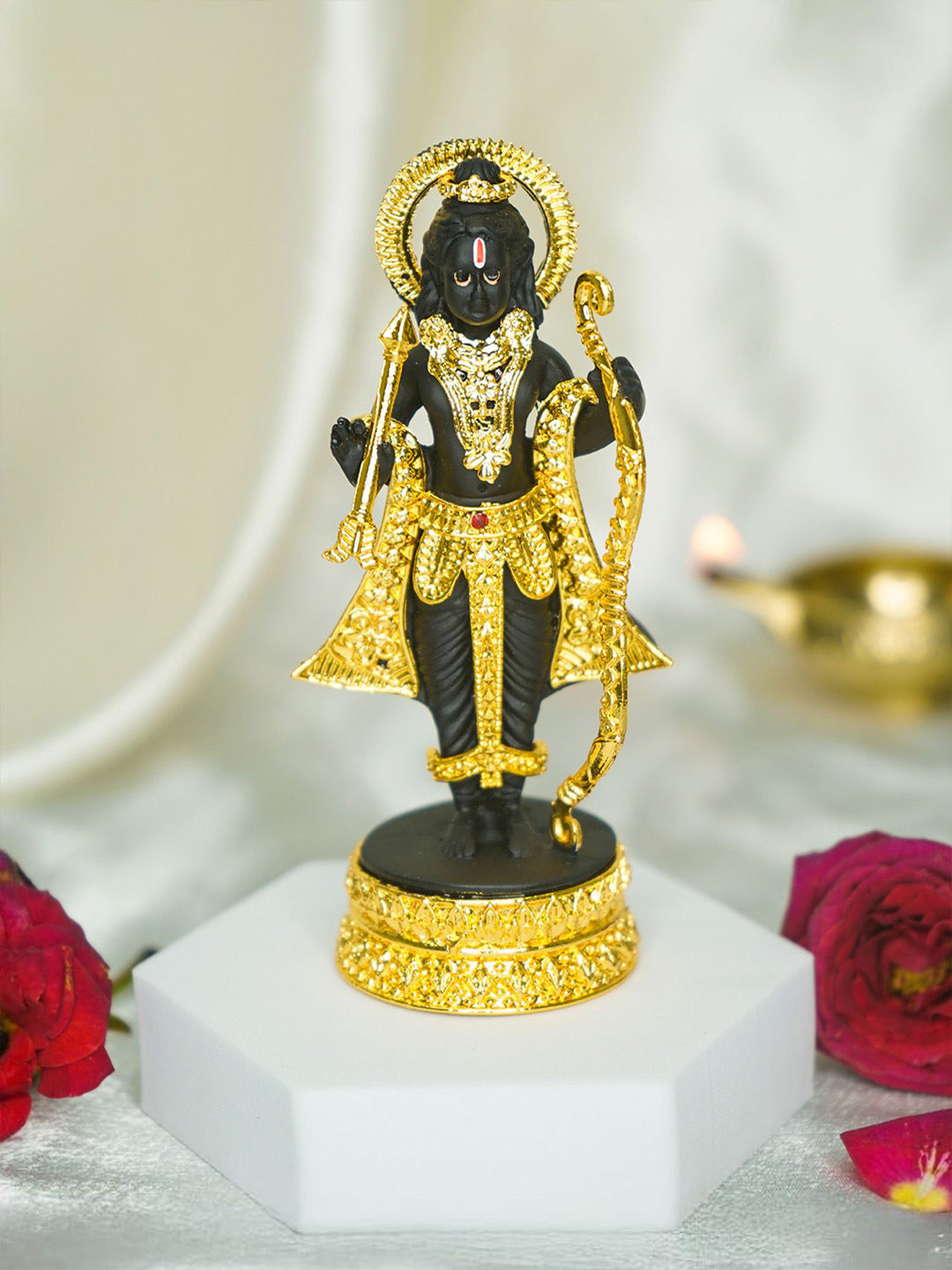 

Ekhasa Black and Gold-Toned Ram Lalla Idol Shri Ramlala Religious Idol Showpiece