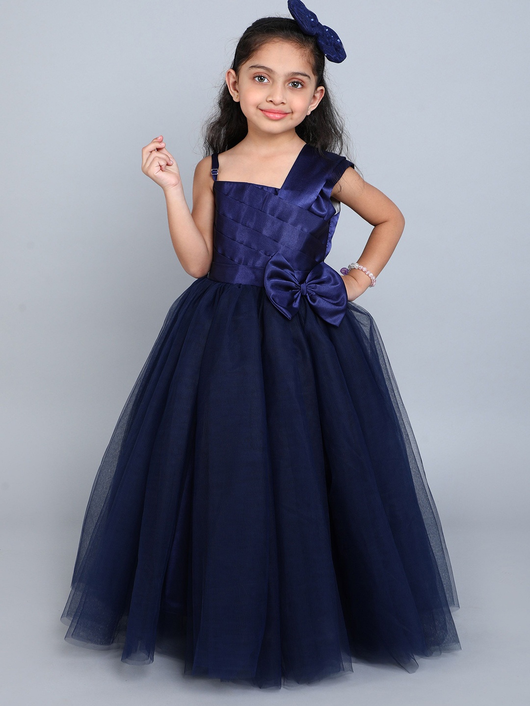 

Pink Chick One Shoulder Satin Maxi Dress, Navy blue
