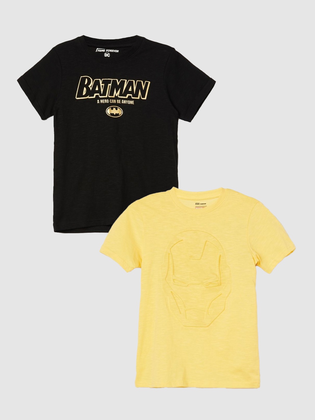 

Fame Forever by Lifestyle Boys Pack of 2 Printed T-Shirts, Yellow