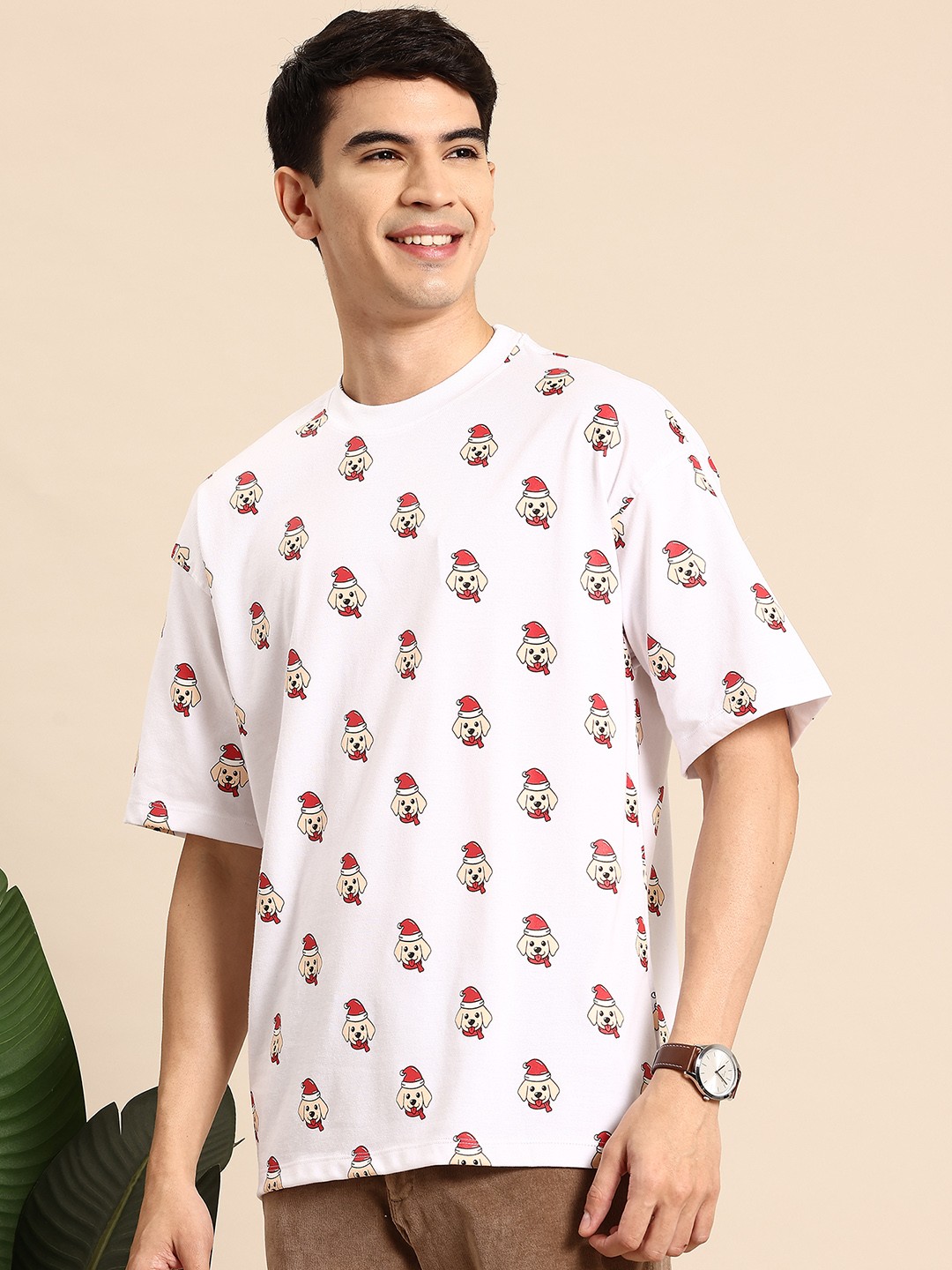 

Mast & Harbour Christmas Printed Relaxed T-shirt, White