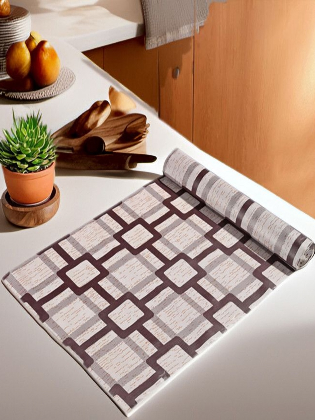 

REVEXO Beige & Brown Printed Water-Resistant Shelf Liner