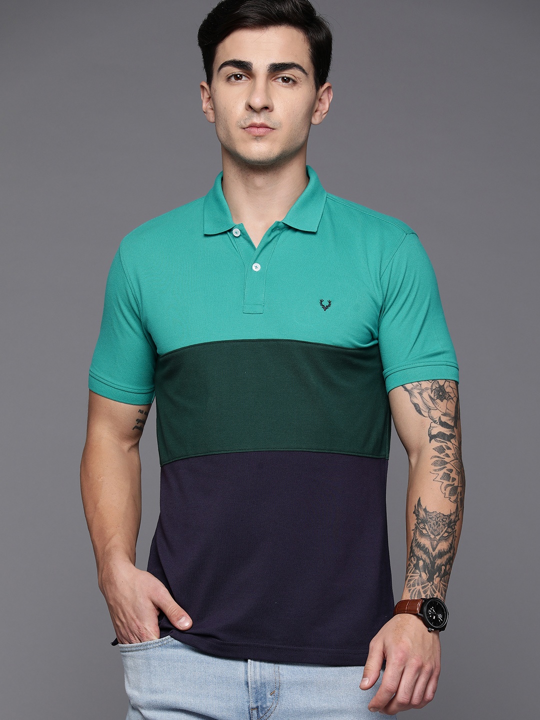 

Allen Solly Colourblocked Polo Collar T-shirt, Green