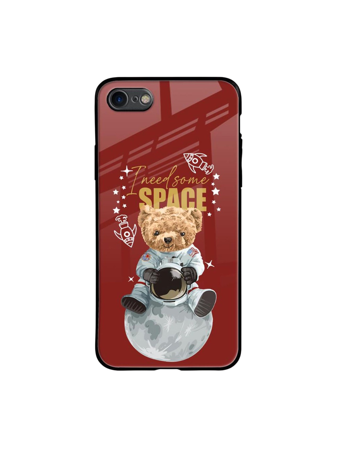 

QRIOH Astronaut Bear Printed iPhone 7 Back Case, Maroon