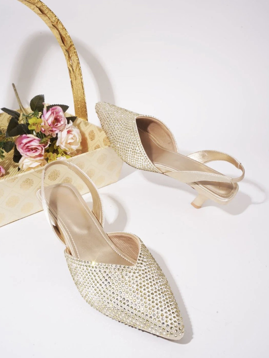 

Looper Women Fancy Rhinestone Mule Heels, Gold