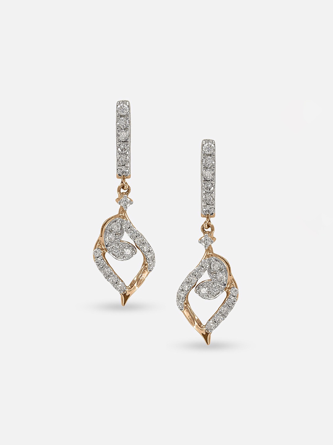 

MAIORA Leaf Glorious Women 14K Rose Gold Diamond Earrings 0.5 carat 2.6 gm