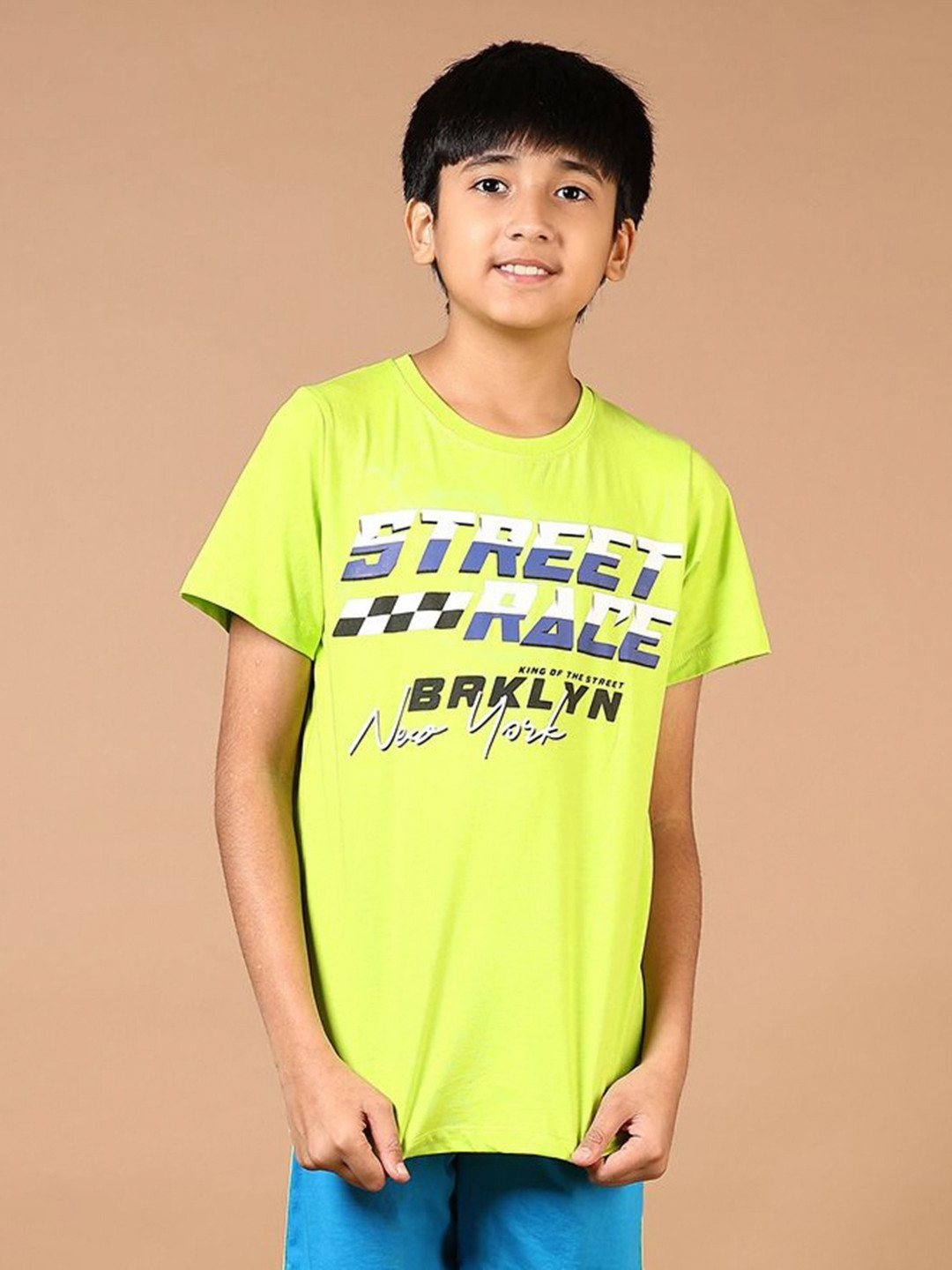 

V-Mart Boys Typography Printed Round Neck Cotton T-shirt, Green