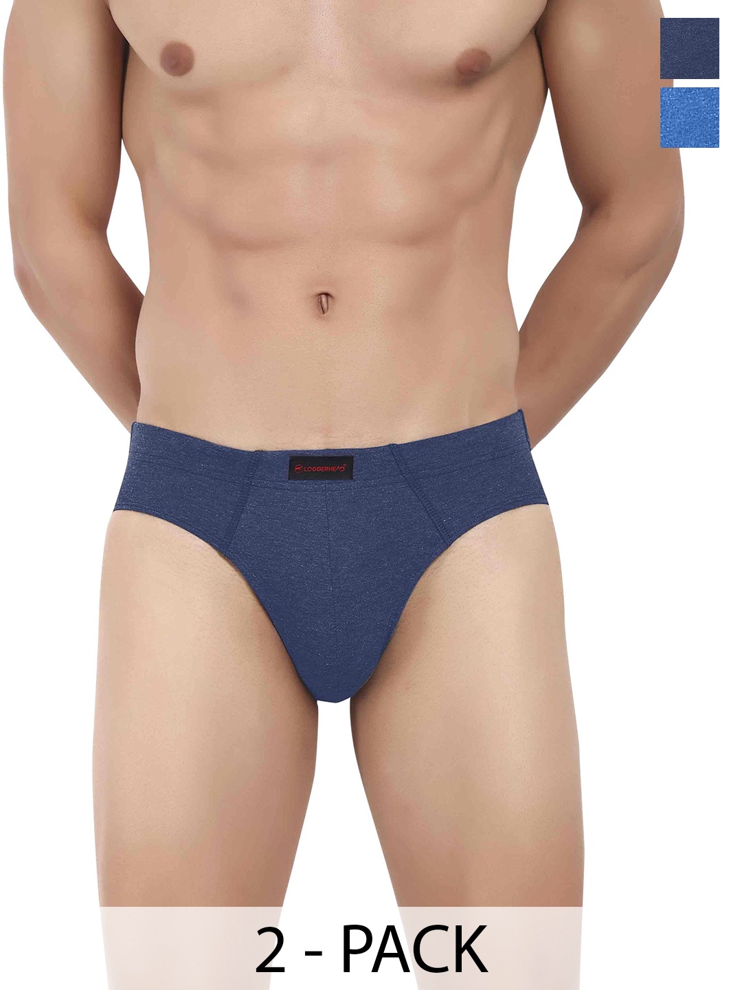 

LOGGERHEAD Pack Of 2 Mid-Rise Basic Briefs LHCB001-BLUE-NAVY BLUE