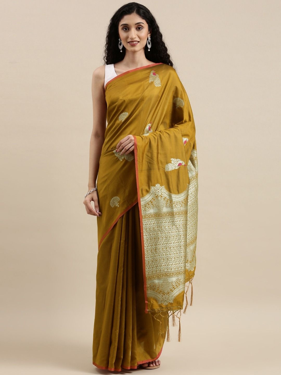 

DIVASTRI Woven Design Zari Banarasi Saree, Mustard