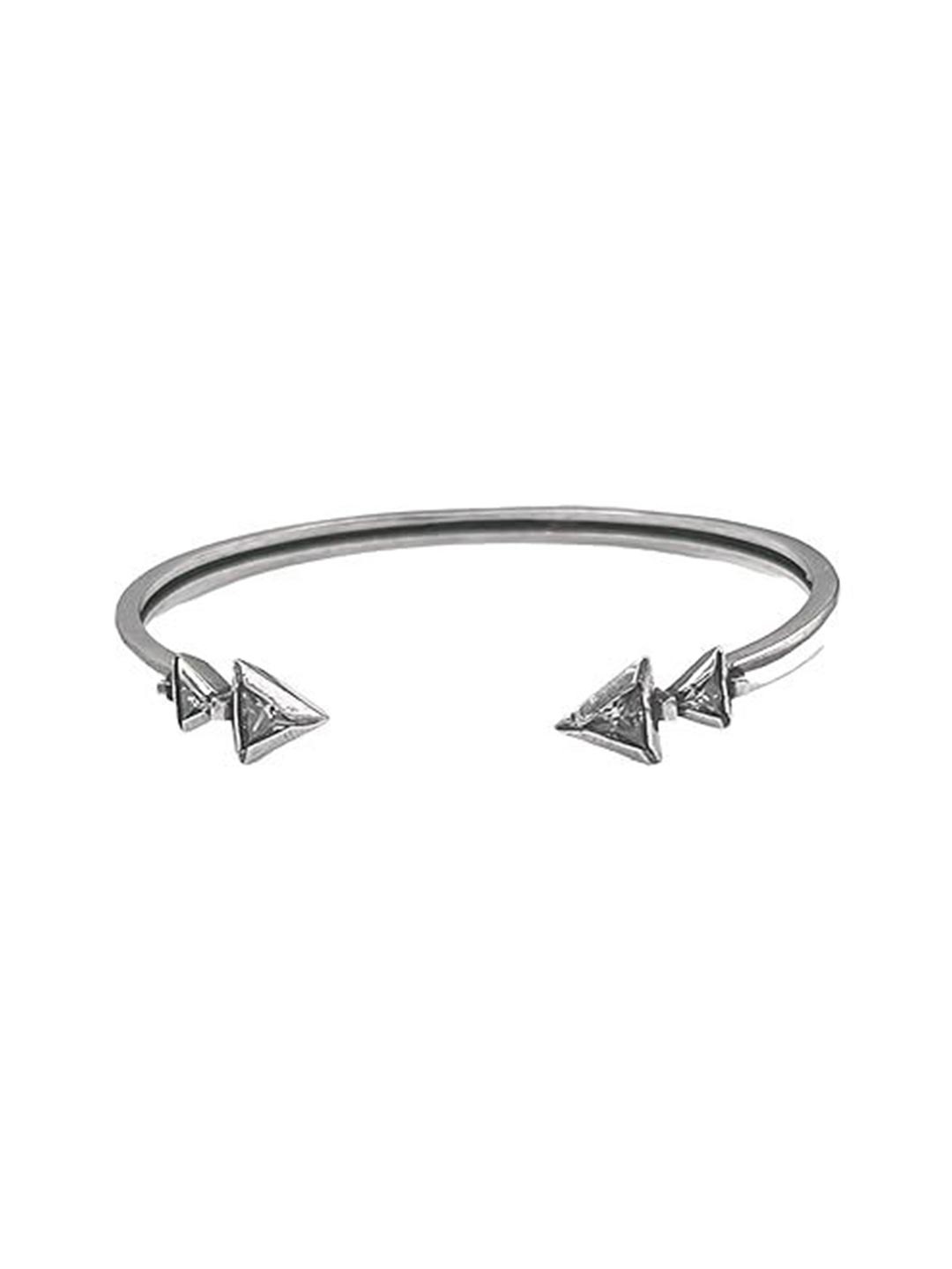 

ISHI New York Rhodium-Plated Cubic Zirconia Swift Arrow Kada Bracelet, Silver