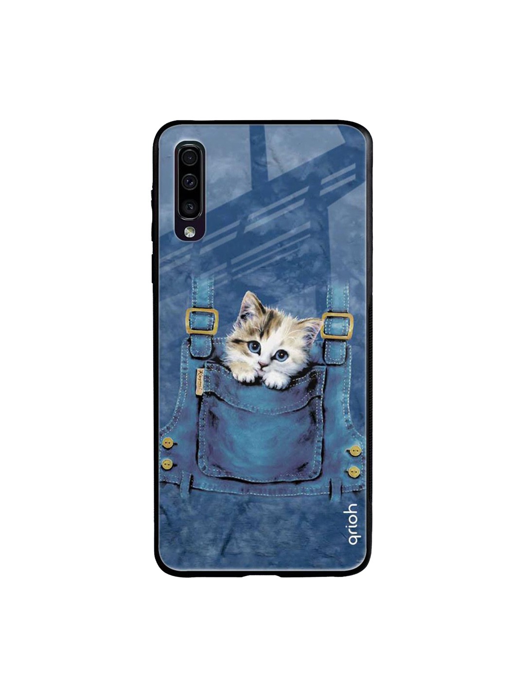 

QRIOH Kitty In Pocket Printed Samsung Galaxy A50 Back Case, Blue