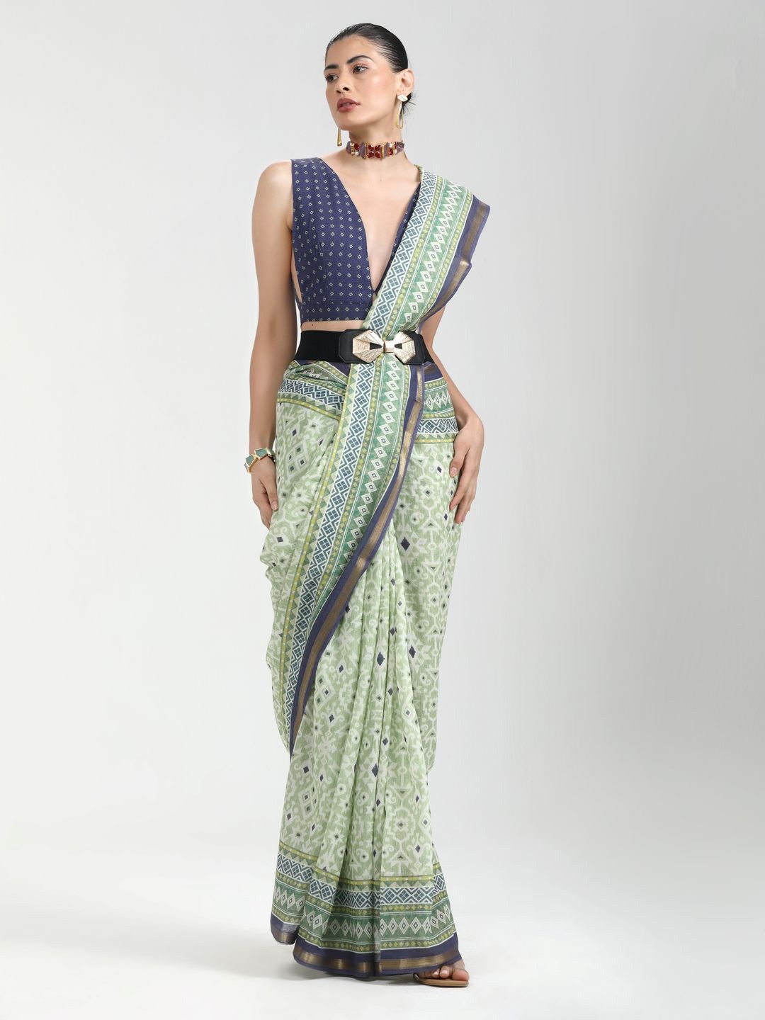 

Suha Zari Pure Cotton Saree, Green