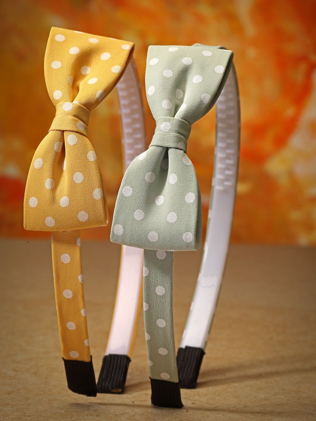 

Stoln Girls Set of 2 Polka Dot Printed Bow Hairbands, Yellow
