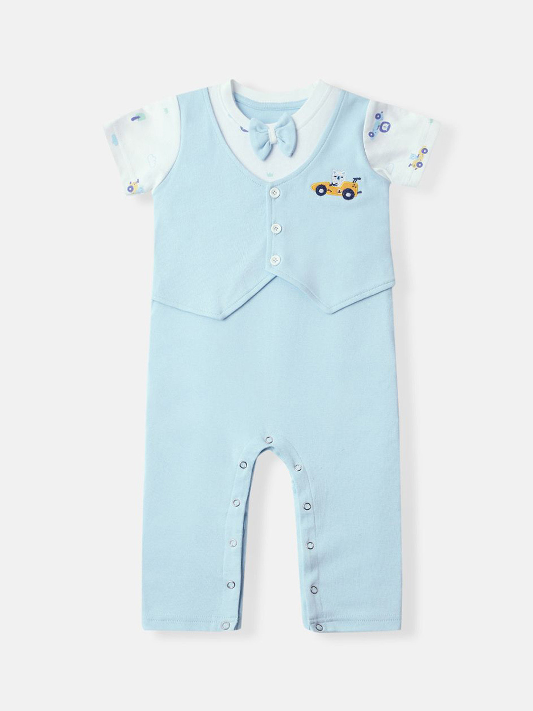 

Nauti Nati Infants' Boys Cotton Interlock Printed Bodysuit With Attached Waistcoat, Blue