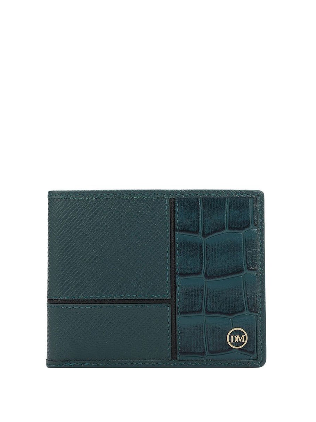 

Da Milano Men Geometric Printed Leather Two Fold Wallet, Blue