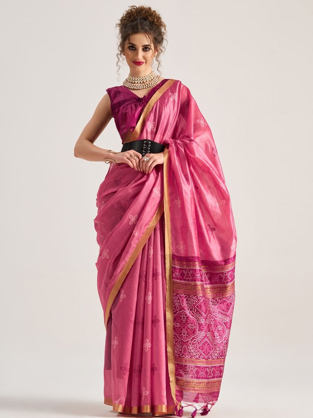 

Suha Floral Zari Art Silk Saree, Purple