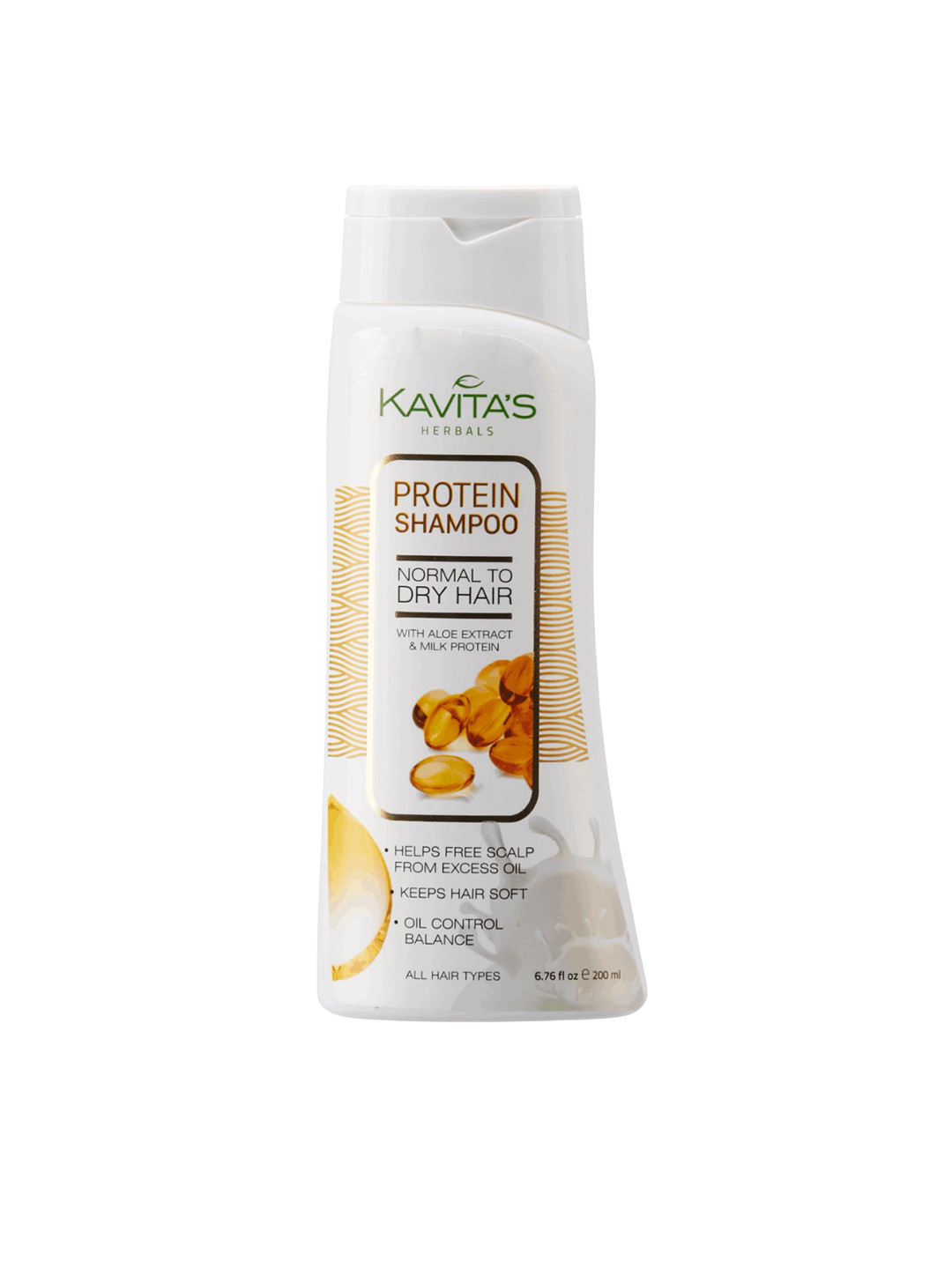 

Kavita Herbals Protein Shampoo Control Excess Oil With Aloe Vera Extract - 200 ml, White