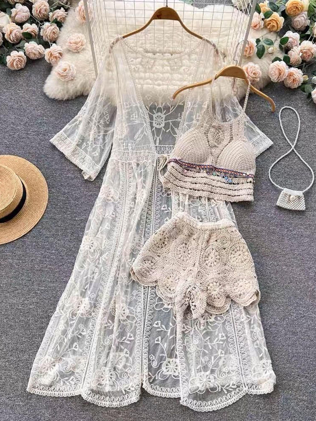 

Alamode By Akanksha Women Beige Dahlia Resortwear Set