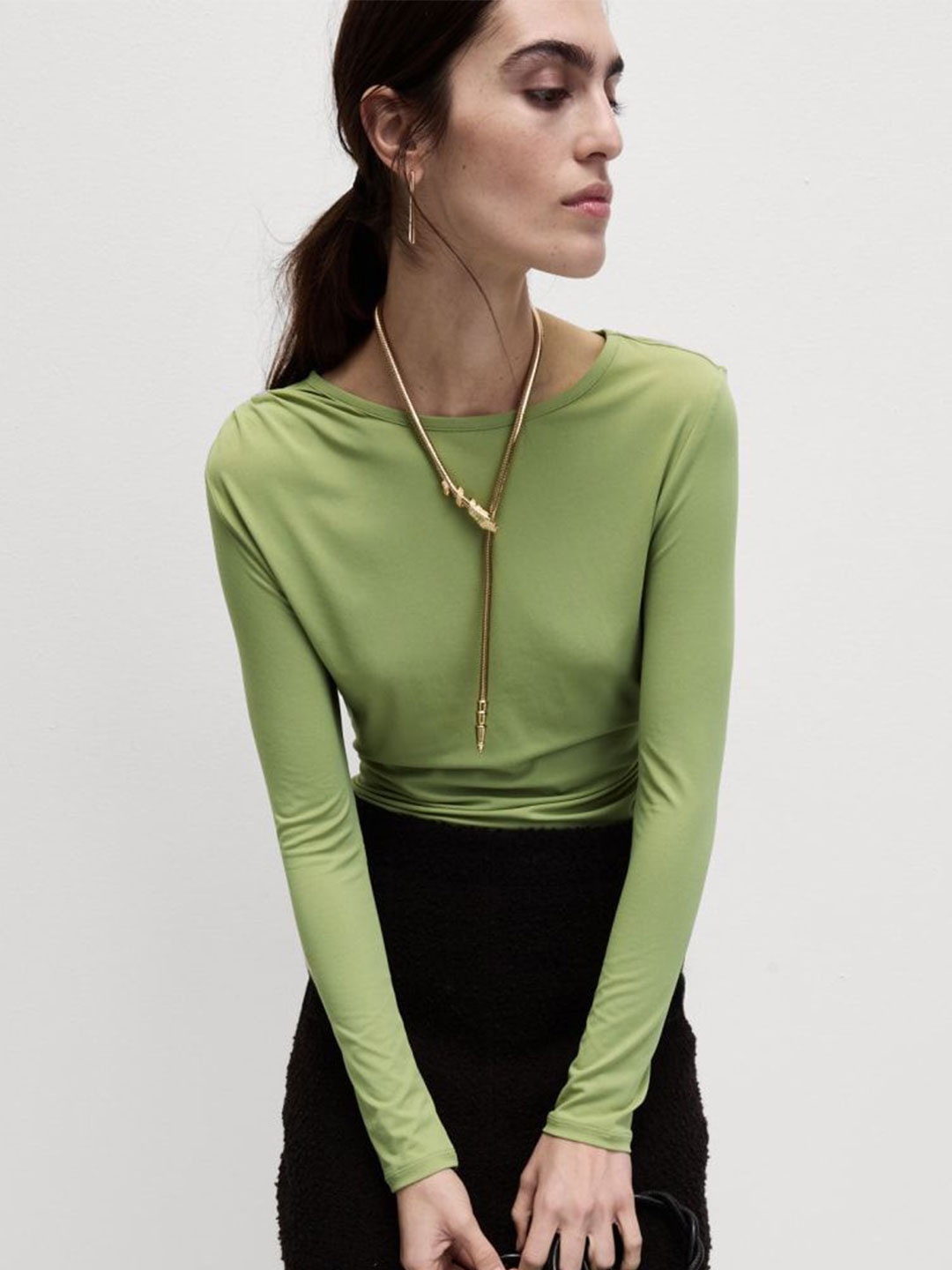 

Marks & Spencer Women Round Neck Fitted Top, Green