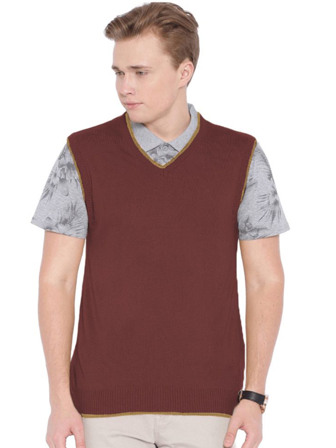 

BAESD Men Sweater Vest, Brown
